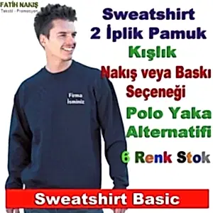 Logo Nakışlı sweatshirt Sweatshirt firma logo nakış